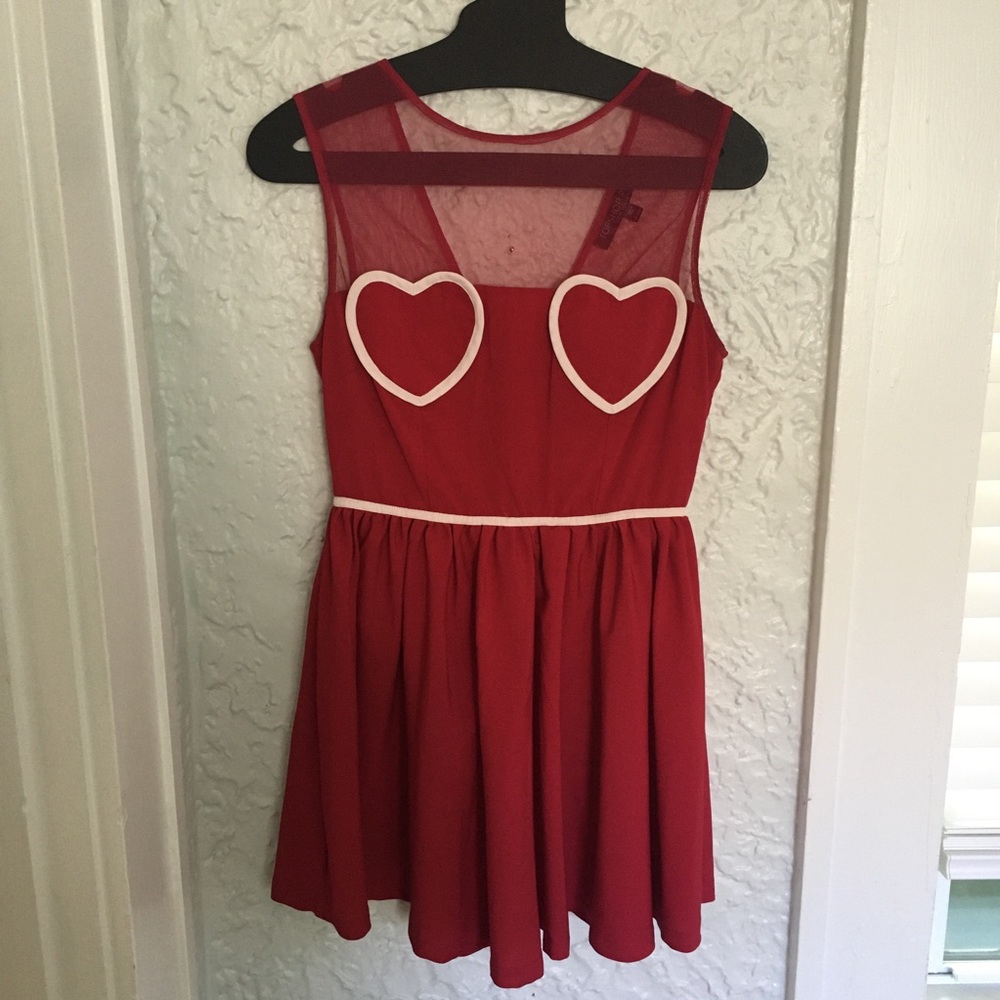 TopShop red mesh heart dress size 6